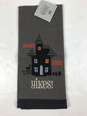 Design Imports DII Yikes! Halloween Haunted House Kitchen Dishtowel NWT-image