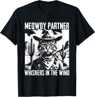Meowdy Partner Whiskers In The Wind Vintage Cowboy Women Men T-Shirt-image