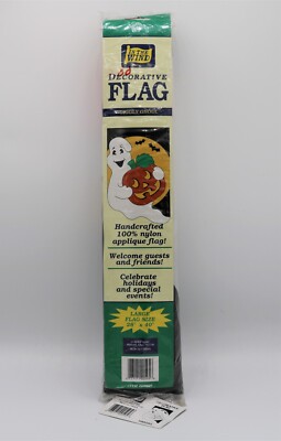 Vintage 1996 In the Wind Halloween Ghost Jack-O-Lantern Large Decorative Flag-image