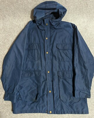 Vintage Woolrich Hooded Hunting Jacket Wind Breaker Zip Up Blue 50s Size L-image