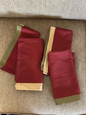 4 Pier 1 Imports Cotton Napkins Spicy Color Block 20x20 Cotton Red Gold Green-image