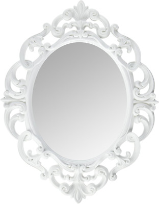 Imports Oval Vintage Wall Mirror, White, 11.5 X 15 Inch-image