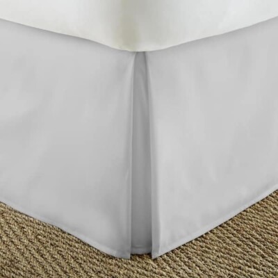 Becky Cameron 14 in. Light Gray Solid California King Bed Skirt Fade Resistant-image