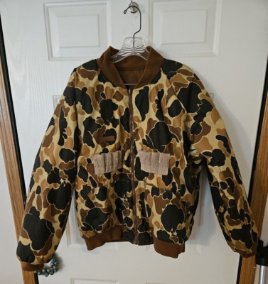 Vintage Columbia Sportswear Duck Camo Reversible Hunting Jacket Size L Mock Neck-image
