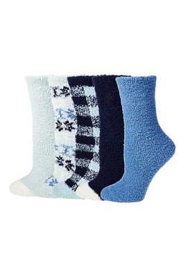 Comfort Code Women's 5-Pack Cozy Crew Socks Blue-image
