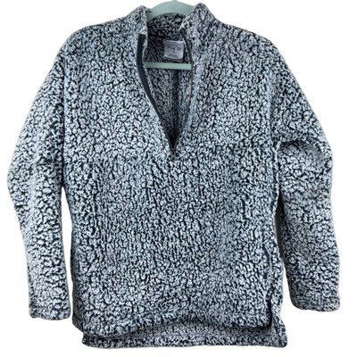 Emily B Gray Sherpa Teddy Half-Zip Pullover Sweater XS Cozycore-image
