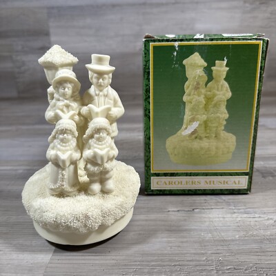Christmas Carolers Vintage Wind Up Music Figurine Statue Musical Rotating-image