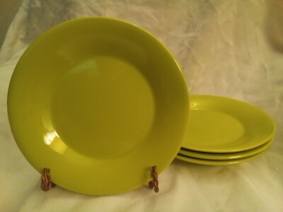 Pier 1 Essential Colours Green 4 Salad Dessert Plates 8.5”) Handcrafted-image