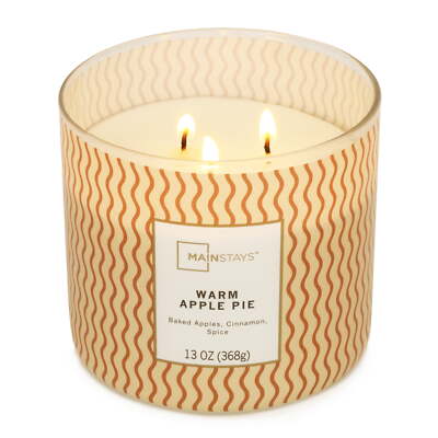 Mainstays 3-Wick Textured Wrap Warm Apple Pie Candle, 13-Ounce-image