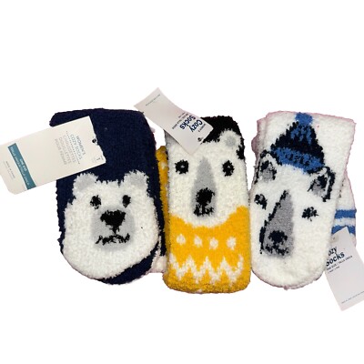 Women’s Fuzzy Fluffy Cozy Socks Set of 3 Polar Bears Holiday Old Navy-image