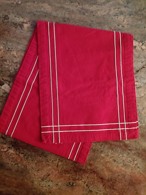 Pier 1 Imports Red w/ Silver Embroidered Trim Cotton Table Runner 13x69