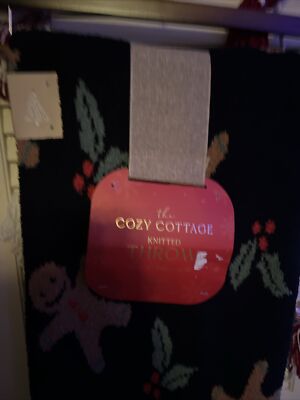 Cozy Cottage Christmas Gingerbread Man Oversized Deco Throw Blanket 50x70 NWT-image