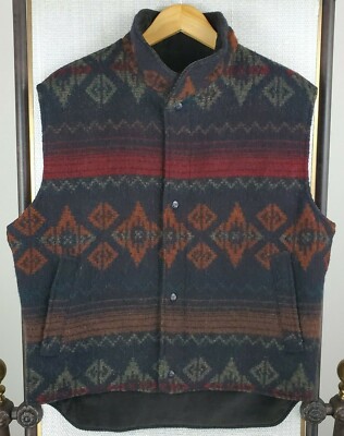 VTG WOOLRICH USA Size Medium Womens Wool Nordic Navajo Southwest Vest Gilet -image