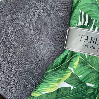 DII Banana Leaf Outdoor Tablecloth 60 Round or Round Placemat set of 6-image