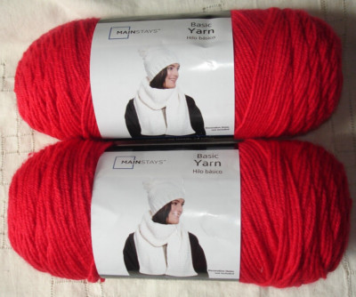 MAINSTAYS BRIGHT RED  2 Skeins Acrylic Yarn Medium Worsted 7 oz 397 yards-image
