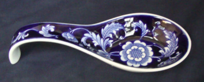 Pier 1 Imports Mandarin Cobalt Blue And White Spoon Rest-image