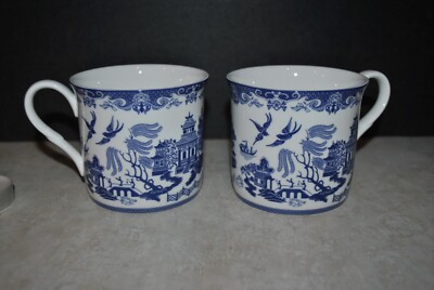 STECHCOL Coastline Imports S/2 Mug Blue Willow Asian Design  Gracie Bone China-image