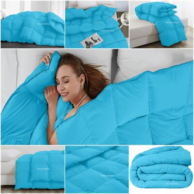 Trendy Ultra Soft Goose Down Alternative Comforter Twin Size Aqua Blue Solid-image