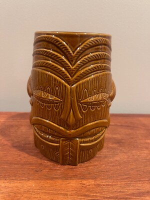 Munktiki Imports Palm Tiki Brown Tiki Mug Design by Debba Debba Excellent-image