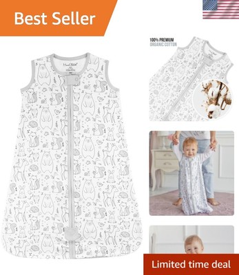 1.0 TOG Organic Cotton Baby Sleep Sack with Two-Way Zipper - Safe & Cozy Comfort-image