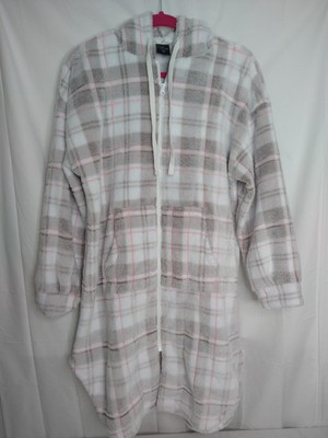 Cuddl Duds Womens Medium pink gray Sherpa Hoodie full zip Pockets Comfy Cozy-image