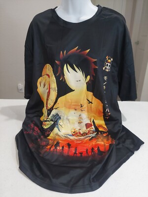 One Piece Monkey D Luffy T-Shirt Size 2XL All Over Anime Pirate Graphic Tee-image
