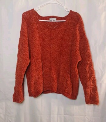 Warm & Cozy Lifestyle Rust Chunky Knit Sweater Sz L Warm Layer Comfort Soft-image