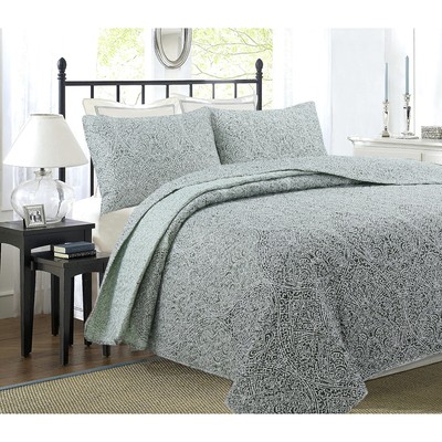 Cozy Line Ombre Leaf Sage Forest Green Medallion Polyester N/A King-image