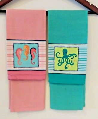 DII Embellished OCEAN Kitchen Towel SET OF 2-image