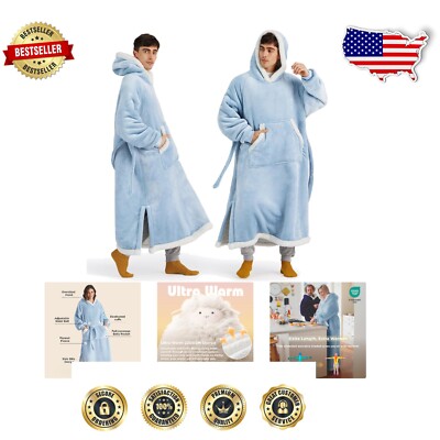 Soft Polyester Blanket Hoodie with Pockets - Stylish Comfort for All Occasions-image