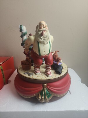 Vintage Santa And Friends Animated Music Box  Wind Up Decor 1993. Wind Up Tested-image