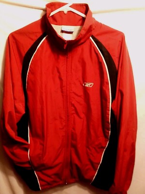 Vintage Reebok Jacket Mens Medium Red Full Zip Athletic Lined Windbreaker Pocket-image