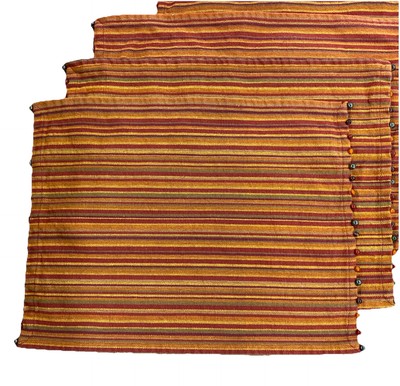 Pier One Placemats Set Of 8 Fall Colors Bead Accent Striped-image
