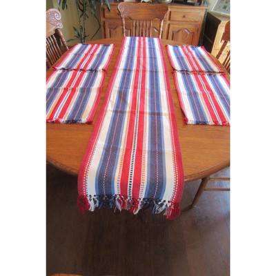 Pier 1 Imports Table Runner With 4 Placemats Red White Blue Patriotic July 4th-image