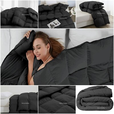 Comfy Gray Solid Down Alternative Comforter Cal King Size Egyptian Cotton-image