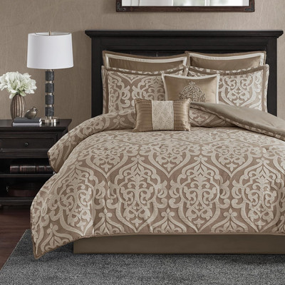Madison Park Odette Cozy Comforter Set Jacquard Damask Medallion Design - Modern-image