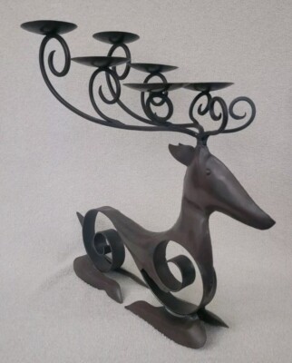 Pier 1 Imports Metal Deer Reindeer 6 Candle Holder Christmas Holiday 23