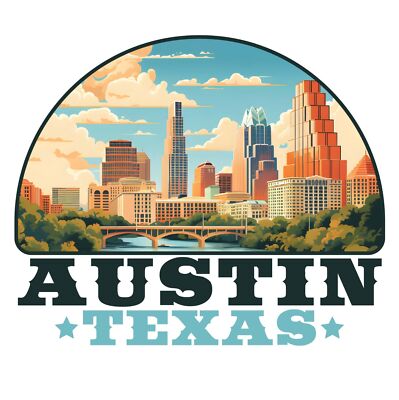 Austin Texas Design C Souvenir Fridge Magnet 2-Inch Black-image