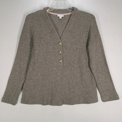 J Jill Womens Sweater Large Light Brown Pullover Boxy Relaxed Cozy Stretch Soft-image