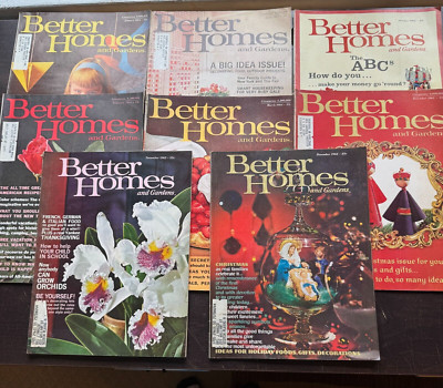 BETTER HOMES & GARDENS - Lot of 8 Magazines 1960s - MCM Decorating, Recipes, Ads-image