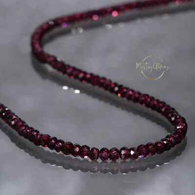 AAA++ Red Garnet Faceted Round Gemstone Beaded 18