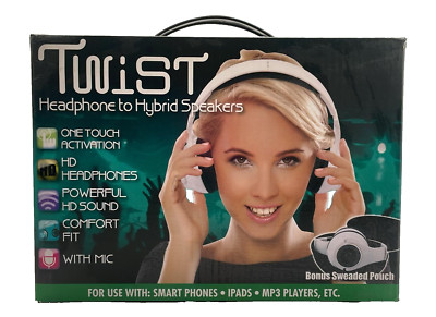 Twist Over Ear Headphone to Hybrid Speakers - White-image