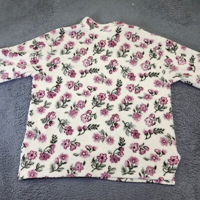Crossroads Floral Sherpa Pullover 1/4 Zip Cozy Comfy Top XL-image
