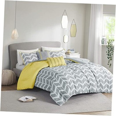  Cozy Comforter Set Geometric Design Modern All Twin/Twin XL Yellow Comforter-image