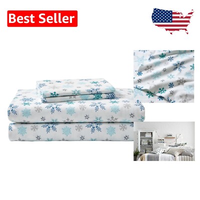 Cozy King Flannel Bedding Set with Tossed Snowflake Design - Ultimate Comfort-image