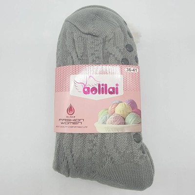 NWT Aolilai Ultra-Soft Knit Comfort Cozy Socks Gray with Grippers 36-41 NEW-image