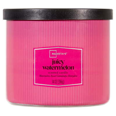 Mainstays 3-Wick Textured Wrapped Juicy Watermelon Scented Candle, 14 oz-image