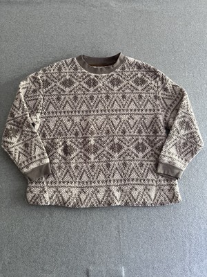 UGG Koolaburra Womens Sherpa Sweatshirt Size P1X Gray White Scandinavian Pattern-image