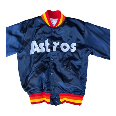 Vintage MLB Houston Astros Astrodome Baseball Felco Satin Bomber Wind Jacket-image