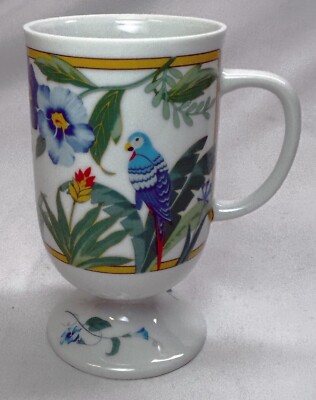 Pier 1 ARA Round Parrot Footed Mug Stunning Colors - Excellent-image